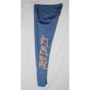 NIKE Women's Blue Orange Graphic Dry Fit Leggings Just Do It Media Pocket Small